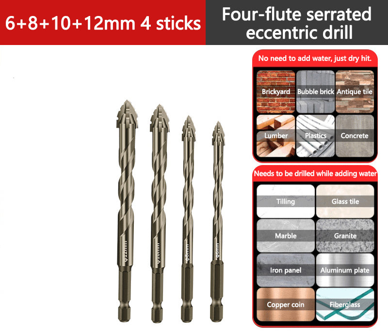 š„2025 Hot Saleš„High-Strength 4-Flute Serrated Eccentric Drill Bit Kit