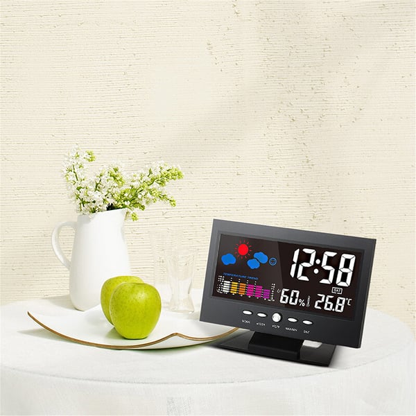 🔥Digital LED Temperature Humidity Monitor Weather Forecast LED Table Alarm Clock