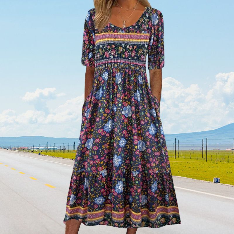 🔥Women’s Elegant Bohemian Print Dress