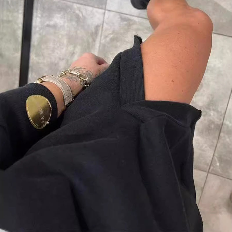 Stylish Round-Neck Side-Slit Long-Sleeve Loose Midi Dress ✨