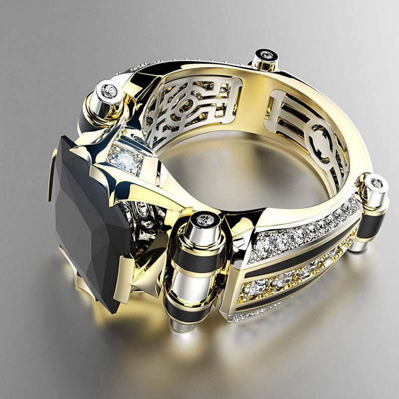 šHot Saleš„Heavy Duty Vintage Zirconia Wide Band Ring