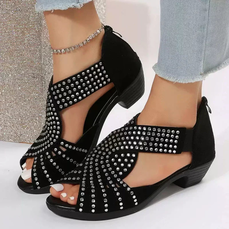 Women's Retro Open Toe Thick Heel Sandals
