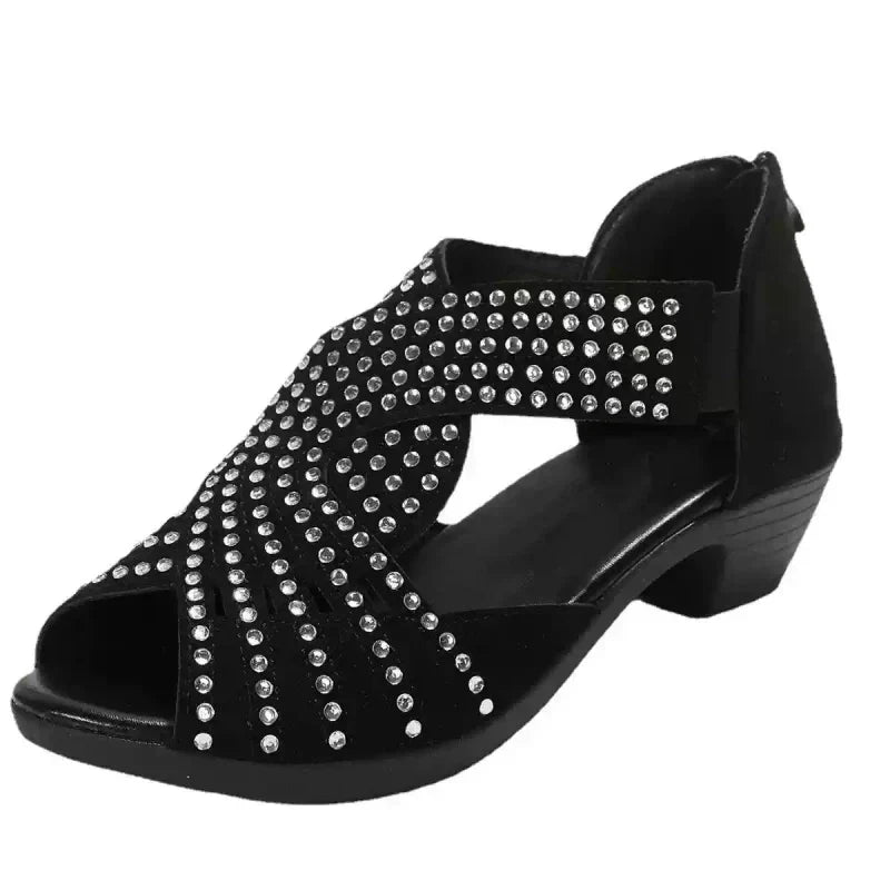 Women's Retro Open Toe Thick Heel Sandals