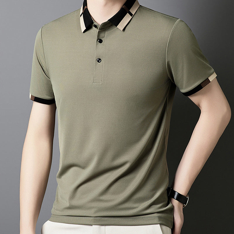 š„Men's Stretch Ice Silk Short Sleeve Lapel T-shirt