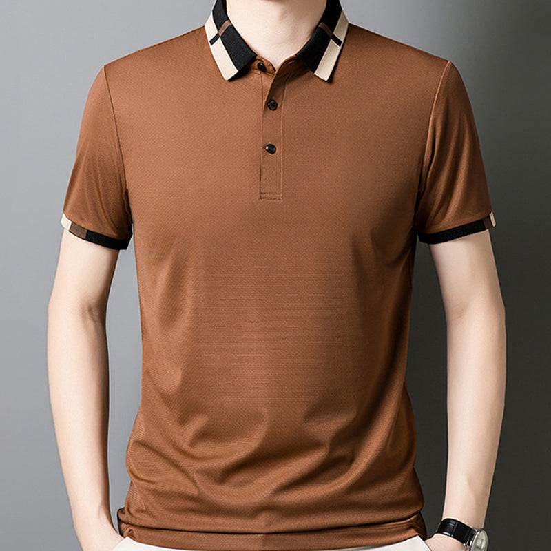 š„Men's Stretch Ice Silk Short Sleeve Lapel T-shirt