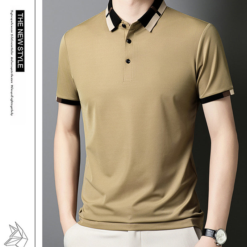 š„Men's Stretch Ice Silk Short Sleeve Lapel T-shirt