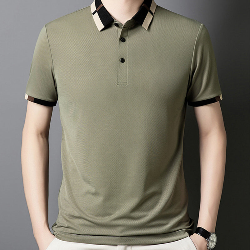š„Men's Stretch Ice Silk Short Sleeve Lapel T-shirt