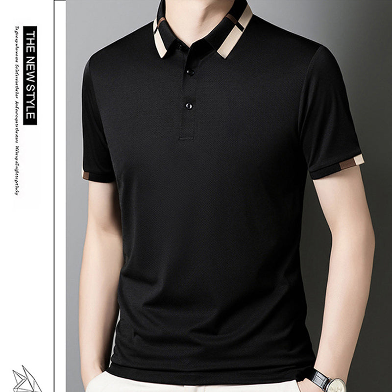 š„Men's Stretch Ice Silk Short Sleeve Lapel T-shirt