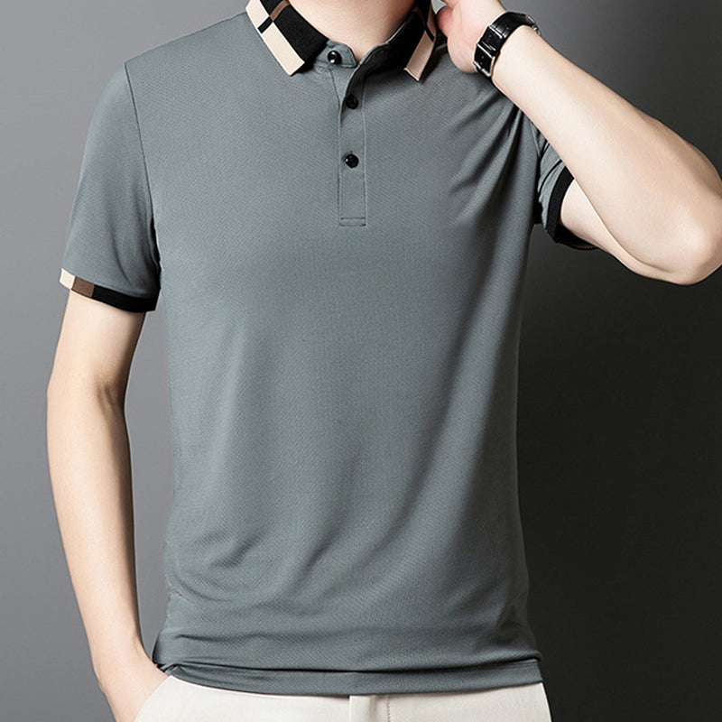 š„Men's Stretch Ice Silk Short Sleeve Lapel T-shirt