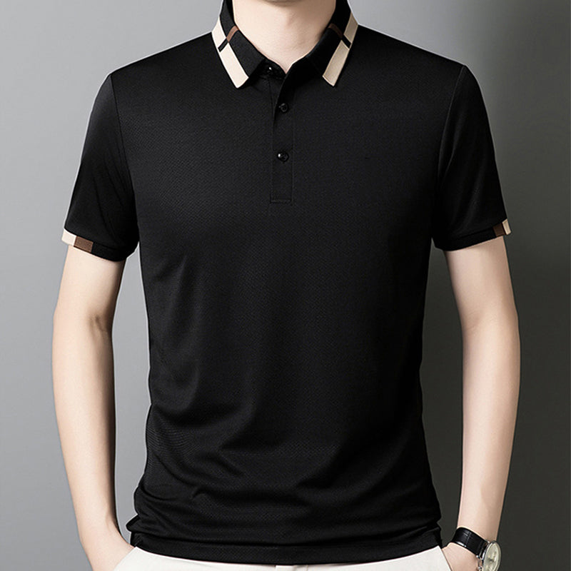 š„Men's Stretch Ice Silk Short Sleeve Lapel T-shirt