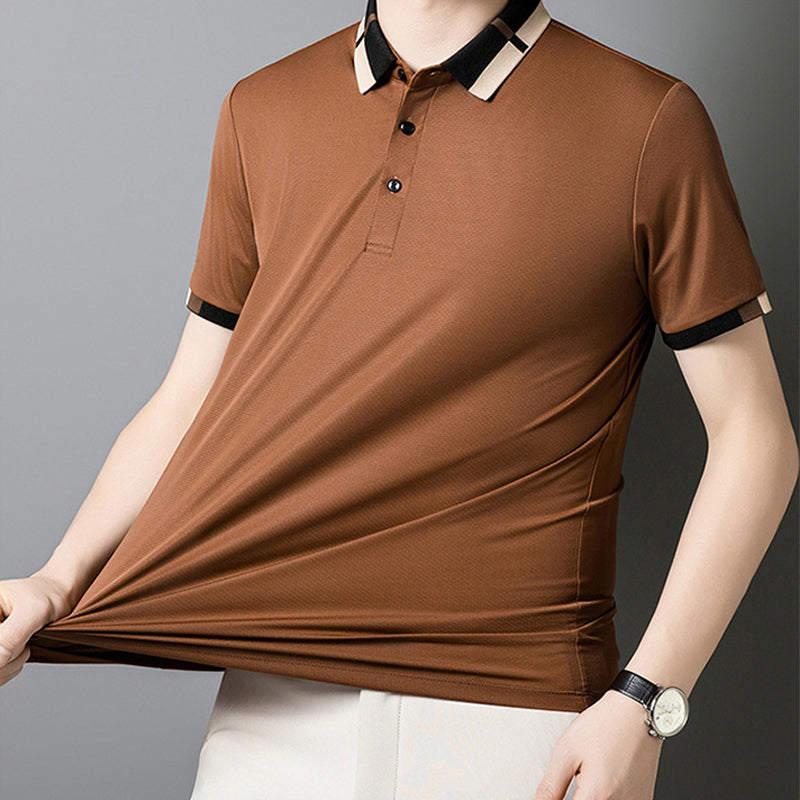 š„Men's Stretch Ice Silk Short Sleeve Lapel T-shirt