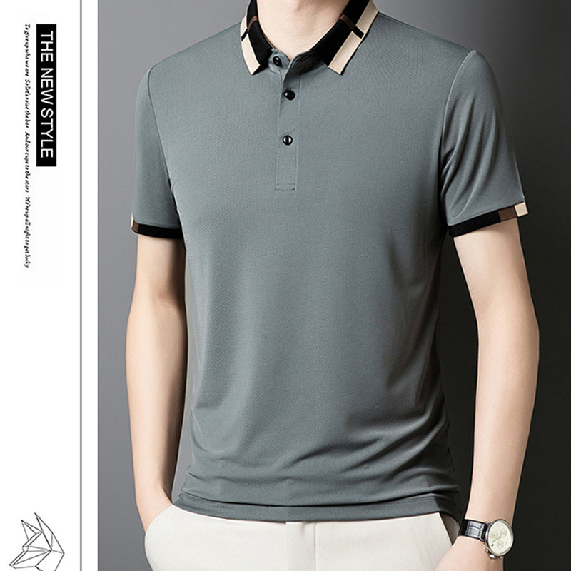 š„Men's Stretch Ice Silk Short Sleeve Lapel T-shirt