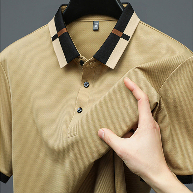 š„Men's Stretch Ice Silk Short Sleeve Lapel T-shirt