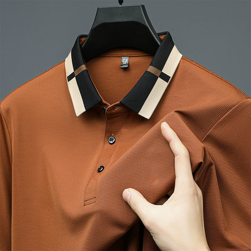 š„Men's Stretch Ice Silk Short Sleeve Lapel T-shirt