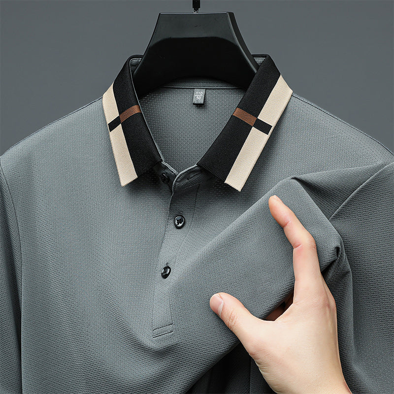 š„Men's Stretch Ice Silk Short Sleeve Lapel T-shirt