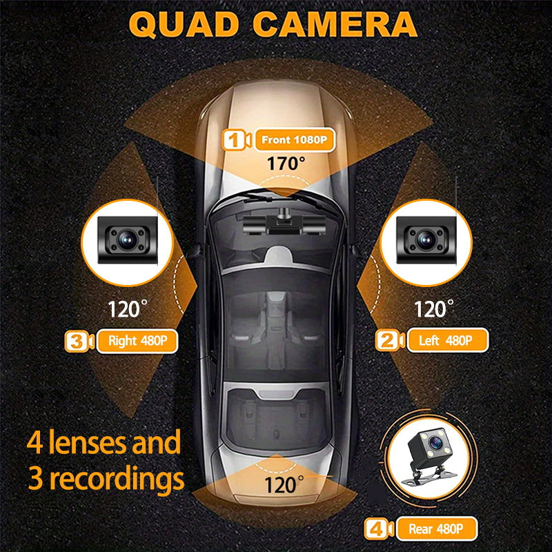 š„Clearance Saleš1080P 4-Channel Dash Cam with Night Vision