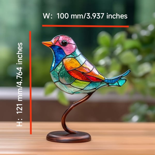 Stained Glass Birds on Branch Desktop Ornaments