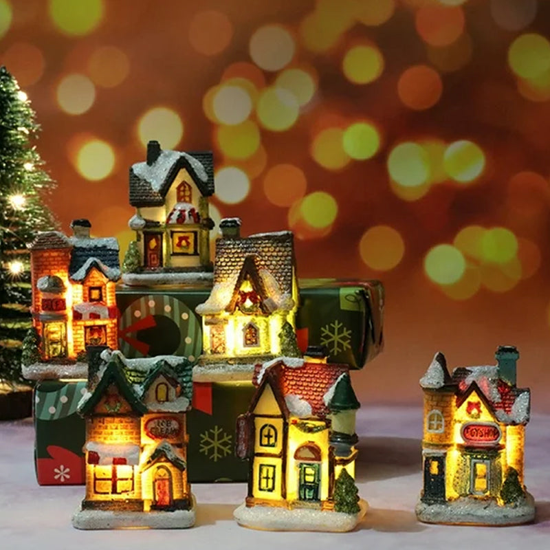 Miniature LED Lighted Christmas Village House