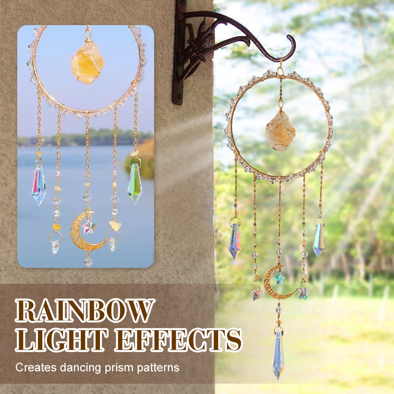 Iridescent Glass Chip Ring Wind Chime