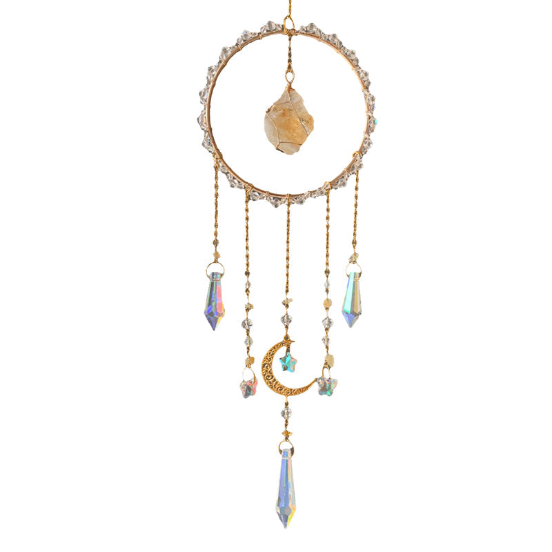Iridescent Glass Chip Ring Wind Chime