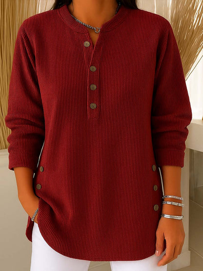 💃Women's Solid Color Crew Neck Long Sleeve Casual Loose Knit Pullover