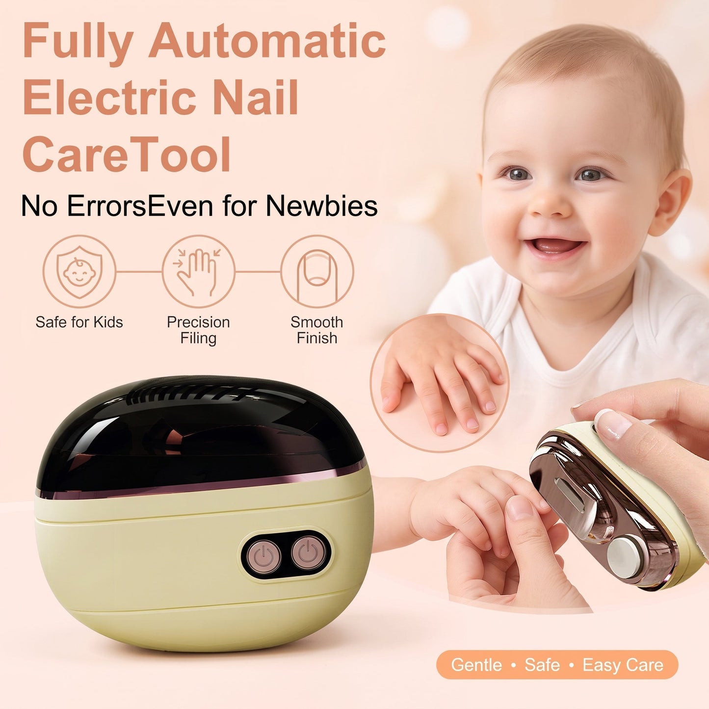 🔥2-in-1 Smart Electric Nail Trimmer & Polisher for All Ages 👨‍👩‍👧‍👦 – Blade-Free, Blood-Free & Stress-Free Nail Care! 💅