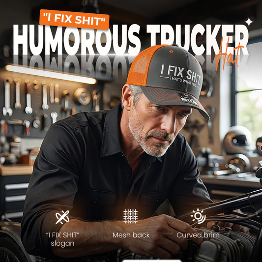 🔥Mesh Back Trucker Cap with "I Fix Shit" Embroidery – Breathable Outdoor Sun Hat🧢☀️