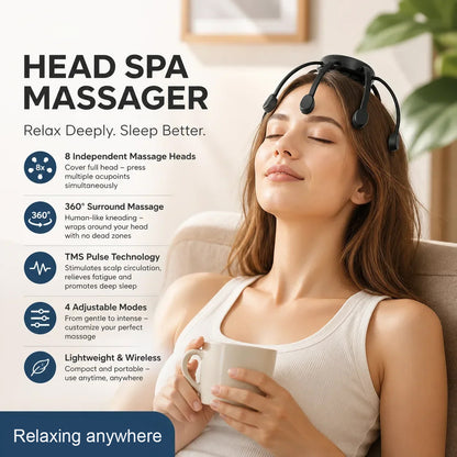 ✨ 8-Point Cordless Scalp Massager | 4 Modes & USB-C Rechargeable