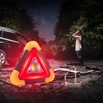 2-IN-1 Solar Emergency Triangle Warning Light at the Roadside