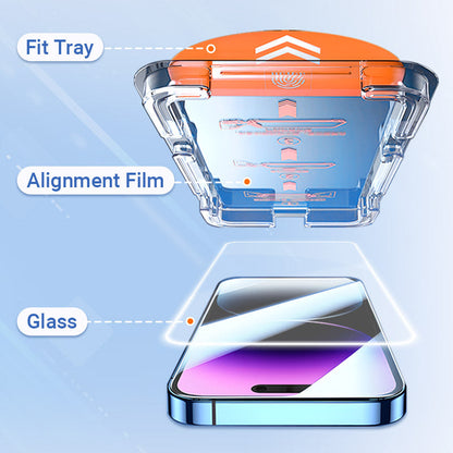 4K HD/Anti-Peeping Tempered Glass Screen Protector with Auto Dust-elimination Installation for iPhone