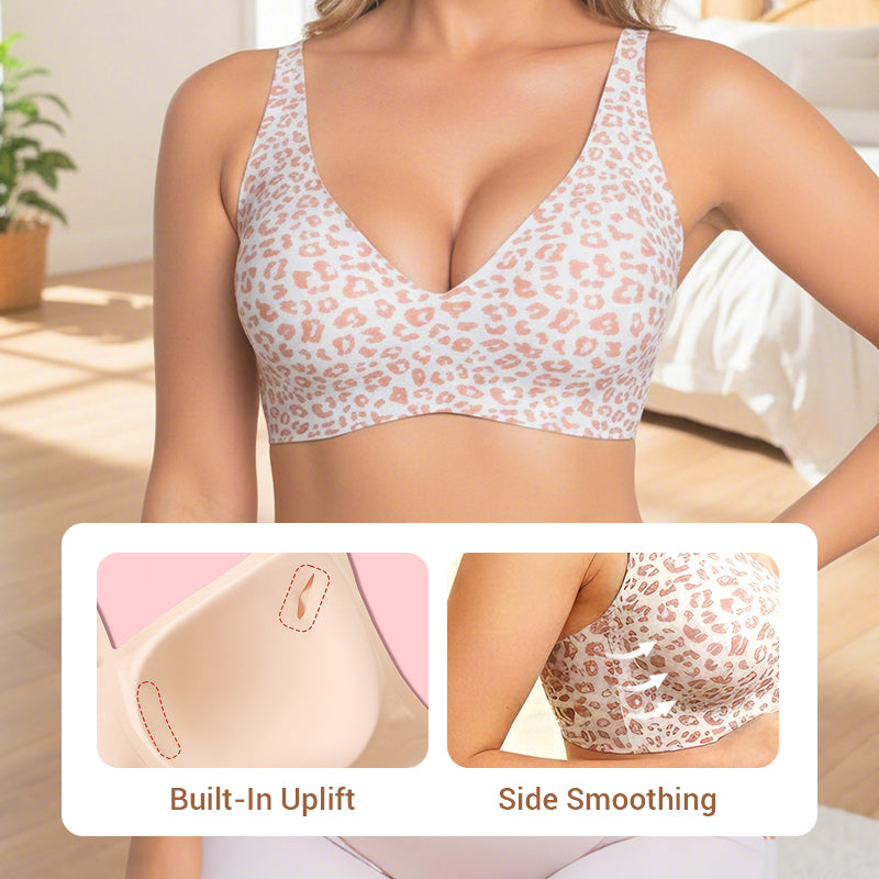 💖Womens Comfortable Wireless Bras Push Up Bralettes Seamless Tshirts Bras Deep V Everyday Bras