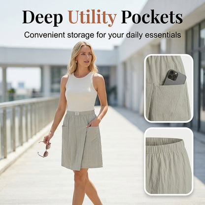 🔥Women's Casual Elastic Waist Wrap Skort