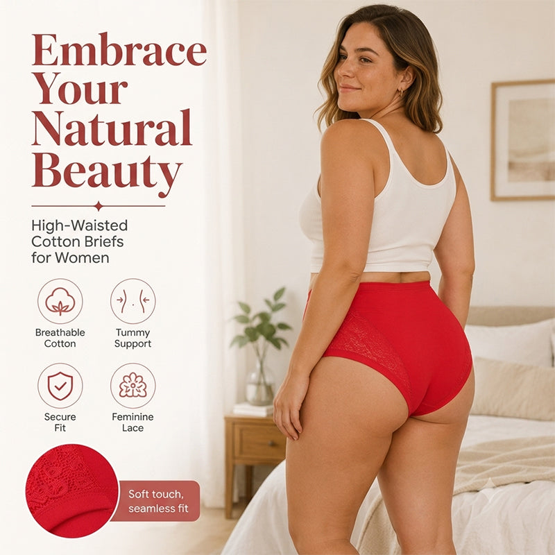 💕 Plus Size High-Waist Cotton Leak-Resistant Panties | All-Day Comfort