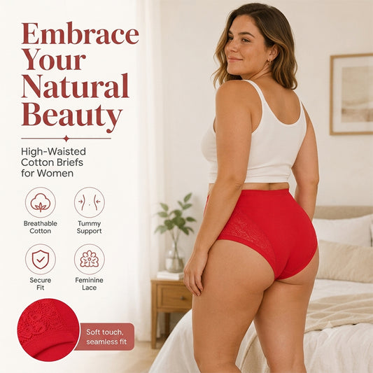 💕 Plus Size High-Waist Cotton Leak-Resistant Panties | All-Day Comfort