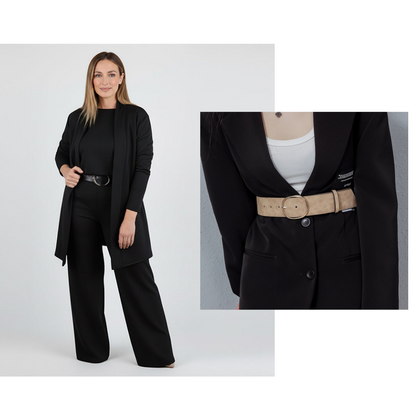 Elegant 3-piece Set Including Long Cardigan, Top And Pants💞