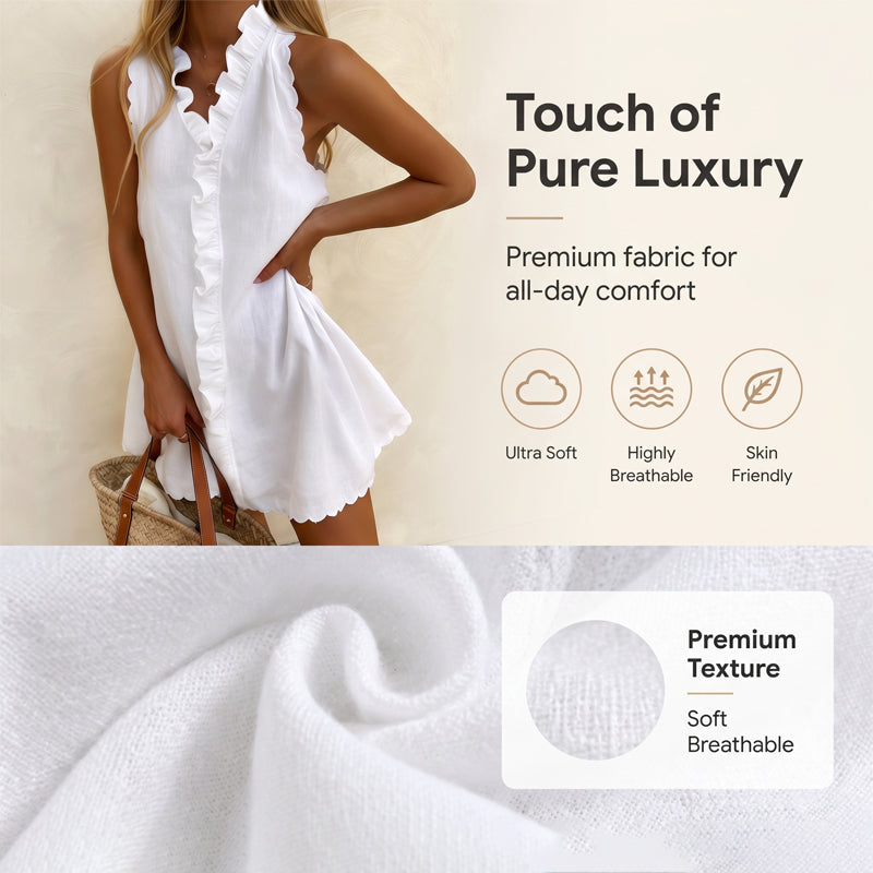 Women's Ruffle Trim Button-Front Mini Dress