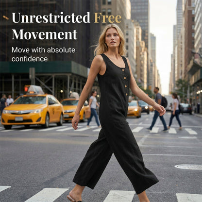 Women's Sleeveless Wide-Leg Jumpsuit with Pockets