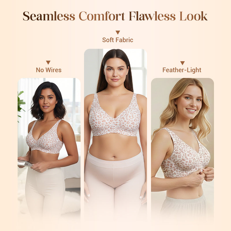 💖Womens Comfortable Wireless Bras Push Up Bralettes Seamless Tshirts Bras Deep V Everyday Bras