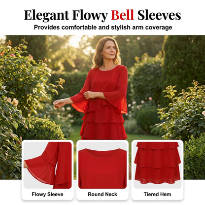 💃Women's Tiered Ruffle Dress with Flared Sleeves
