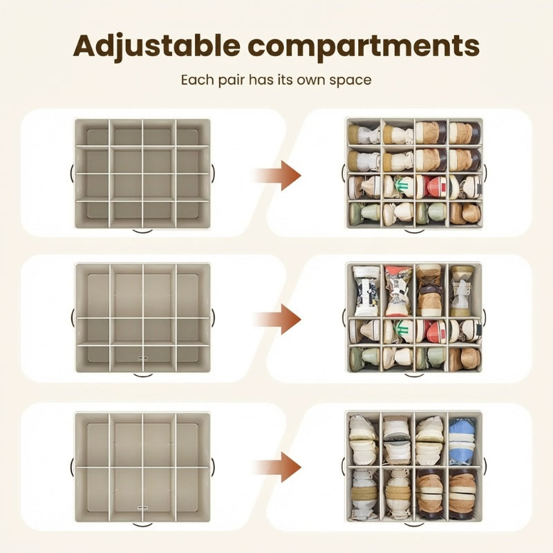 👟 Fabric Shoe Organizer Storage Box – Foldable, Large Capacity, Dustproof & Breathable for Closet & Bedroom 🧺✨