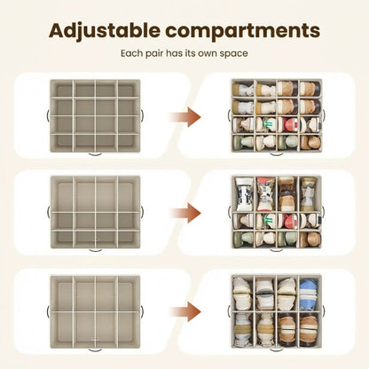 👟 Fabric Shoe Organizer Storage Box – Foldable, Large Capacity, Dustproof & Breathable for Closet & Bedroom 🧺✨