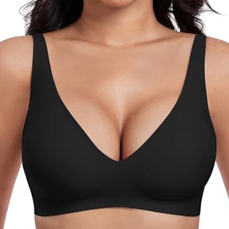 💖Womens Comfortable Wireless Bras Push Up Bralettes Seamless Tshirts Bras Deep V Everyday Bras
