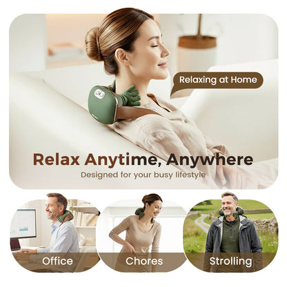 🔥 Portable Neck Massager – Shiatsu Kneading, 3D Deep Relief & Wireless Use 🔋