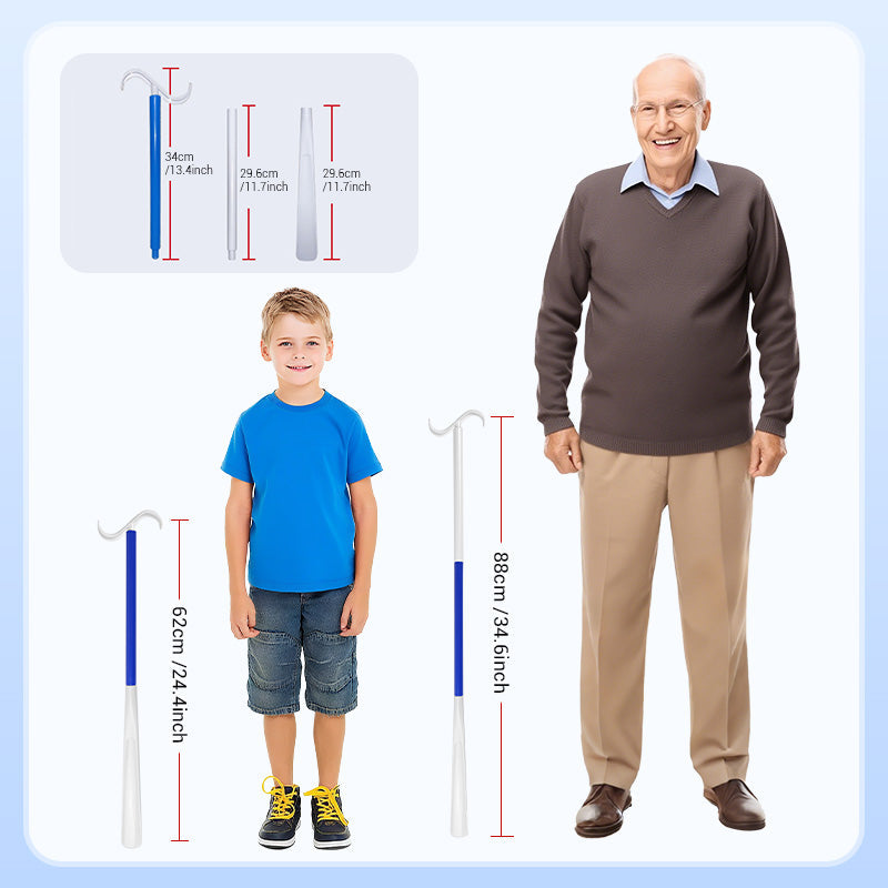 Adjustable Long Shoe Horn with Sock Remover for Seniors