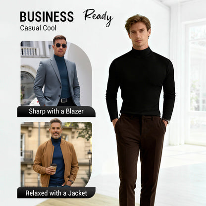 🔥 Men's High Neck Slim Fit T-Shirt - Stretchy & Breathable for Gym or Casual, Modern Style & Comfort 🏃‍♂️📦