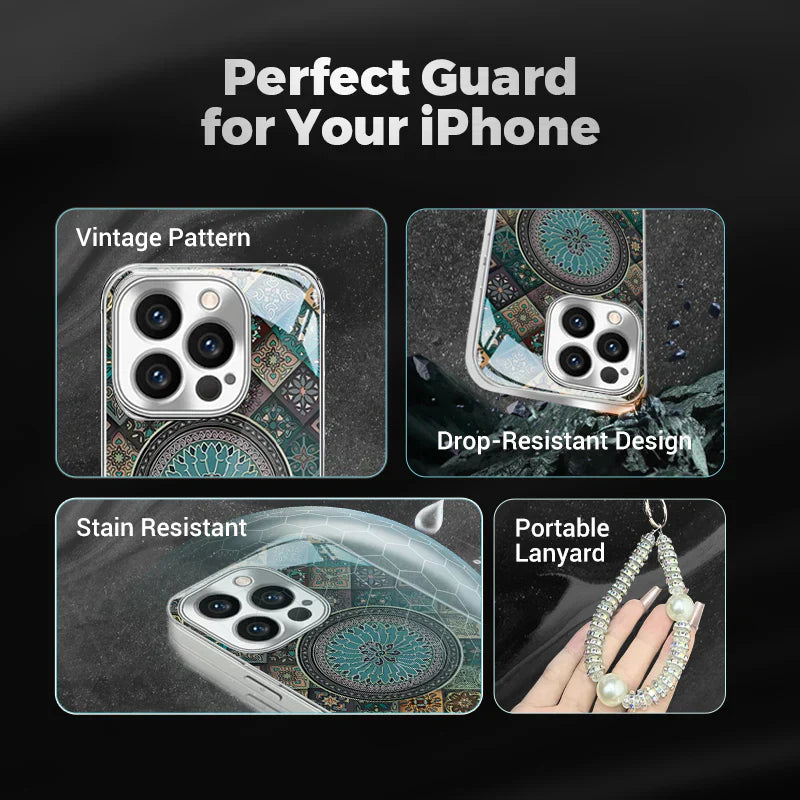 Colorful Lotus Flower Totem Case Kit for iPhone - Get a FREE Exquisite Diamond Bracelet!🔥