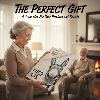 🏡✨Funny Bathroom Wall Art - "Nice Ass" Donkey Print