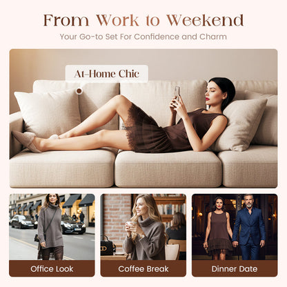 🔥Turtleneck Sweater Mini Dress Set