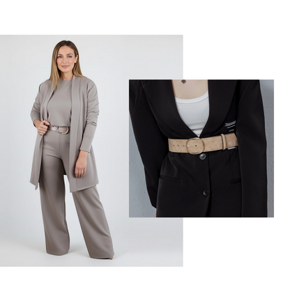 Elegant 3-piece Set Including Long Cardigan, Top And Pants💞