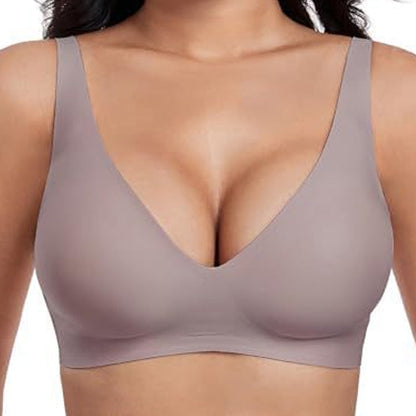💖Womens Comfortable Wireless Bras Push Up Bralettes Seamless Tshirts Bras Deep V Everyday Bras